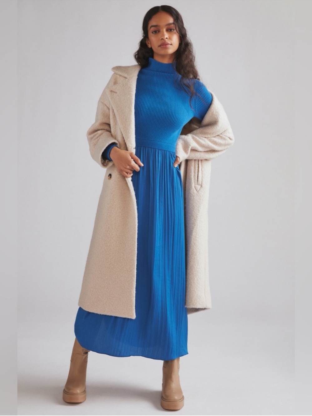 The Thea Long-Sleeve Twofer Maxi Dress by Anthropologie